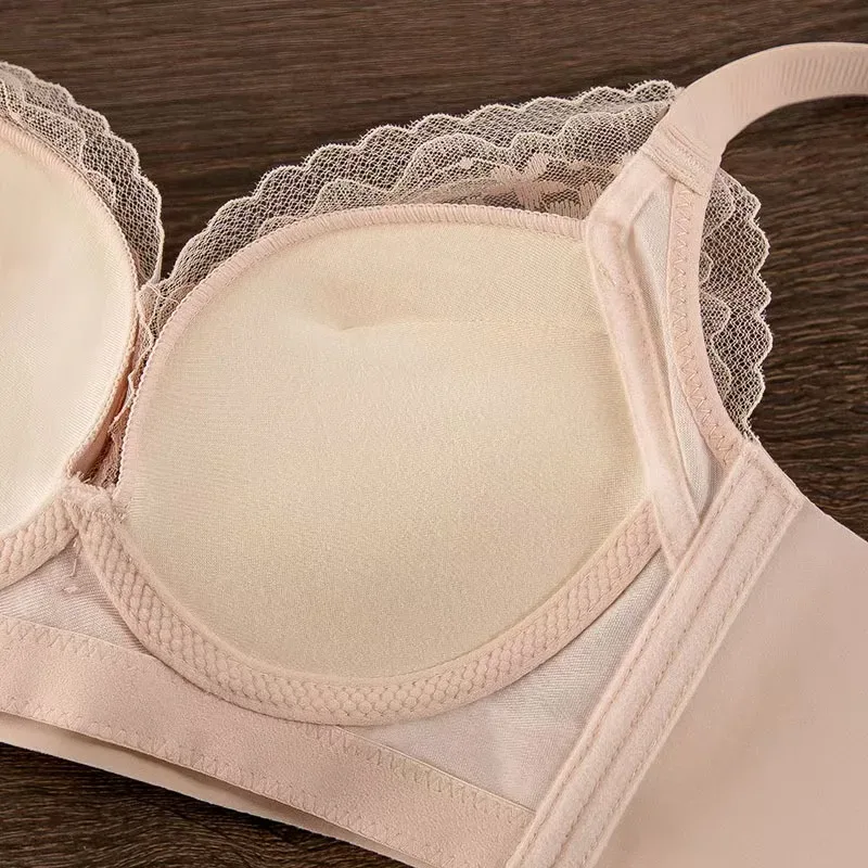 Bra Push-Up Tebal Berenda Seksi untuk Payudara Kecil Lingerie Bebas Kawat Nyaman Dapat Disesuaikan Anti-kendur