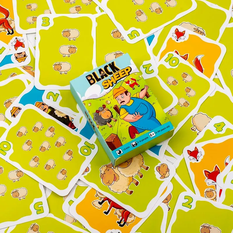 Gran oferta de cartas de juego de fiesta de oveja negra, juego de mesa interactivo Intellectua, divertido juguete para regalo para fiesta de amigos y familia para niños de 10,6x7,5 cm