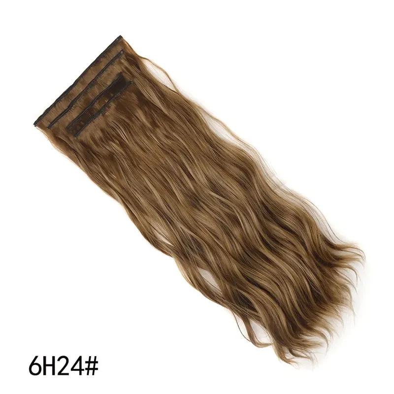 Jeedou Clip-in Hair Extensions 4PCS/Set Long Bouncy Curly Beach Wavy Hair for Women Brown Blonde Synthetic Hairpieces Daily Use