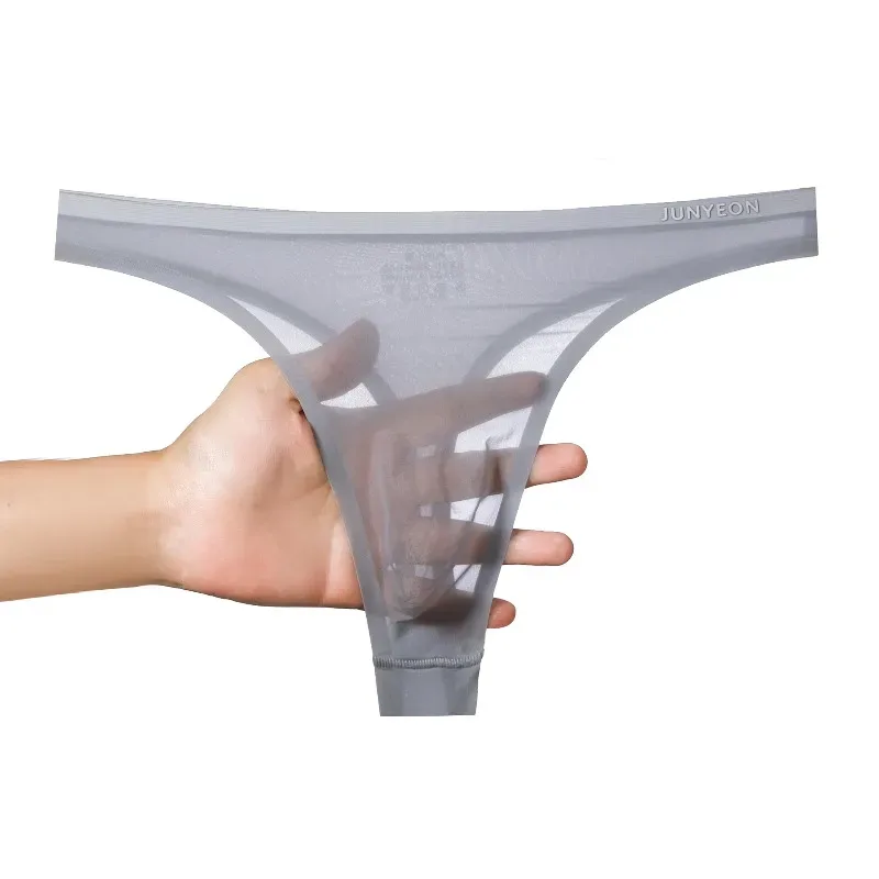 Men's Ice Silk Underwear Summer Ultra-Thin Nude Feel Breathable Seamless Sexy Transparent Underpants Pouch Lingerie Bikini Slip