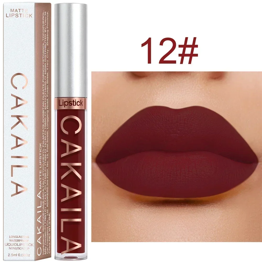 Batom líquido fosco de veludo, longa duração, sedoso e suave, não é fácil de desbotar, brilho labial, maquiagem sexy para mulheres, matiz labial