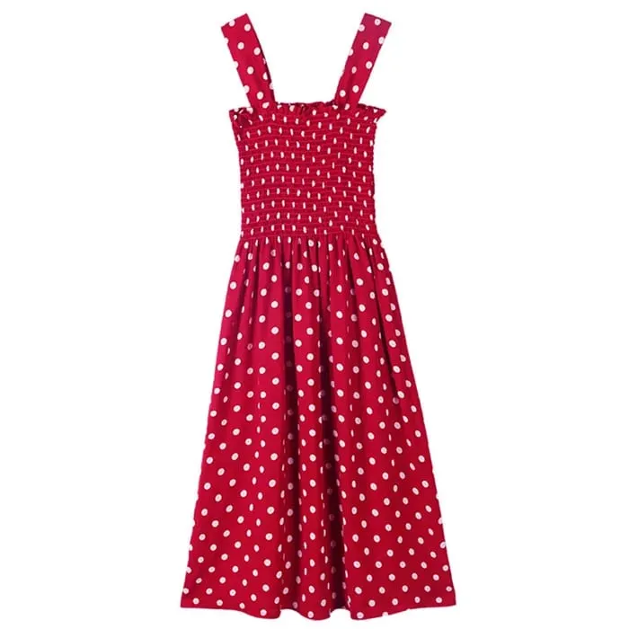 Summer Befree Beach Long Vintage Dots Casual Ruffles Elegant Party Maxi Strap Camis Silky Dress Vestidos Sexy Dresses Women — image 4