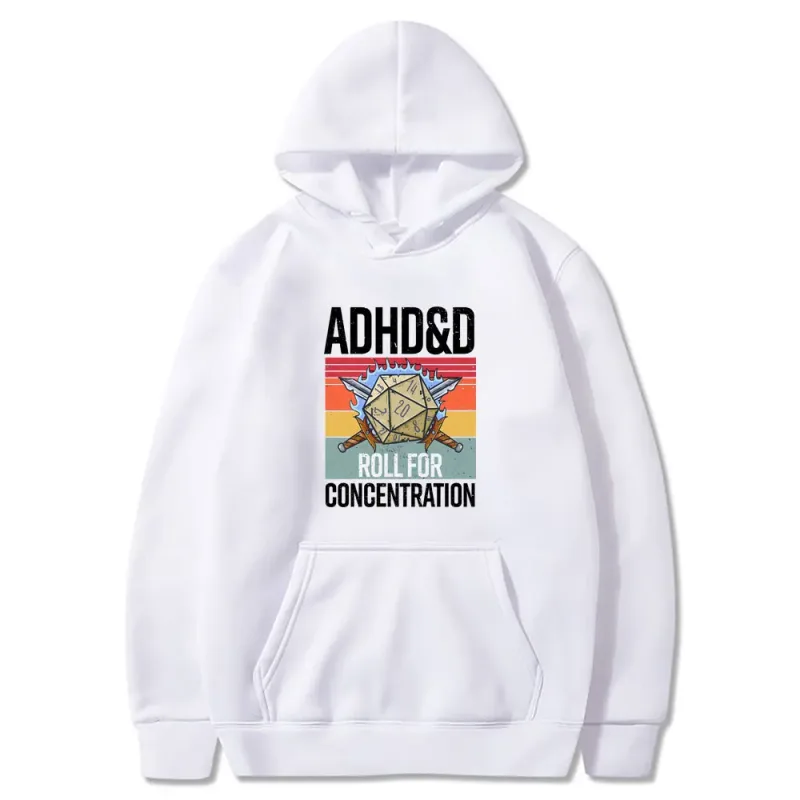 Roll for Concentration 2025 Funny Gamer Dungeons DM RPG Dice Dragon Tops Men Women Cotton Vintage Sweatshirts and Hoodies — image 3