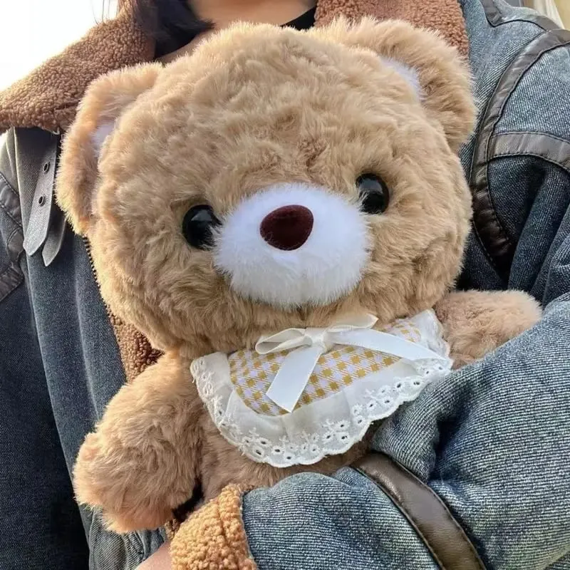 30cm Cute Mocha Brown Teddy Bear Plush Toy Soft Stuffed Animal With Lace Collar Girls Birthday Gift Bedroom Throw Pillow Doll — image 2