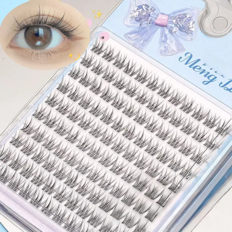 Ultra-Light Natural Long Fish Tail Cluster Lashes Manga Cat Eye Fluffy Extension Portable Travel Daily Makeup Kit