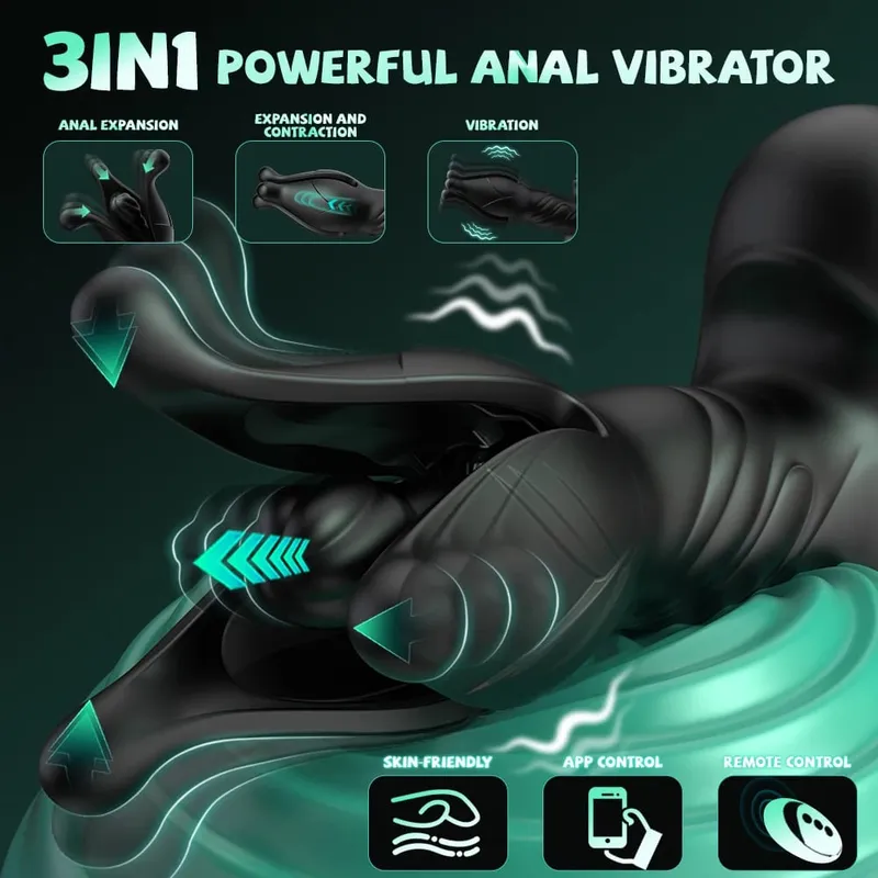 Remote Control Sex Toys Vibrator for Men Prostate Massager 9 Tension Shock Flapping Telescopic Vibrating Anal Plug for Adult