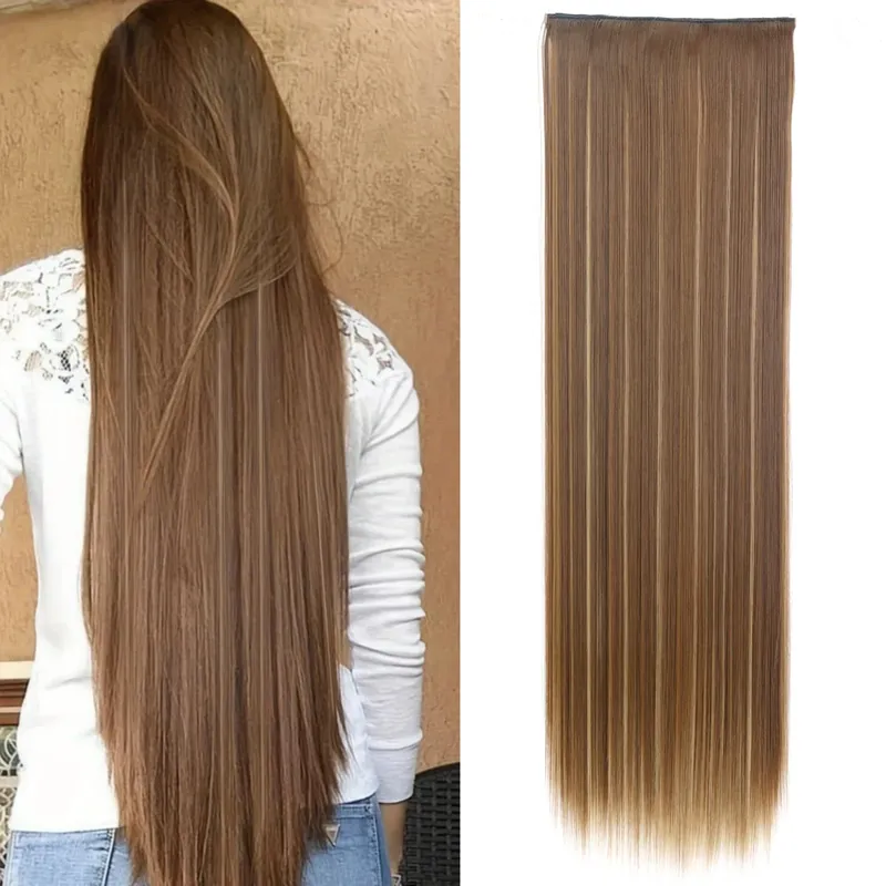 Synthetic Super Long Straight 5 Clip In Hair Extensions 32Inch One Piece Hairpiece for Women Multiple Colors Hair Extensions — image 12