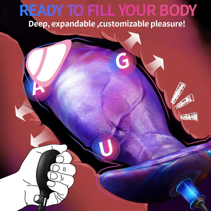 Large Inflatable Anal Plug Silicone Magnetic Air Pump Wearable Butt Plug G-Spot Prostate Massage Penis Sex Toys For Women Men