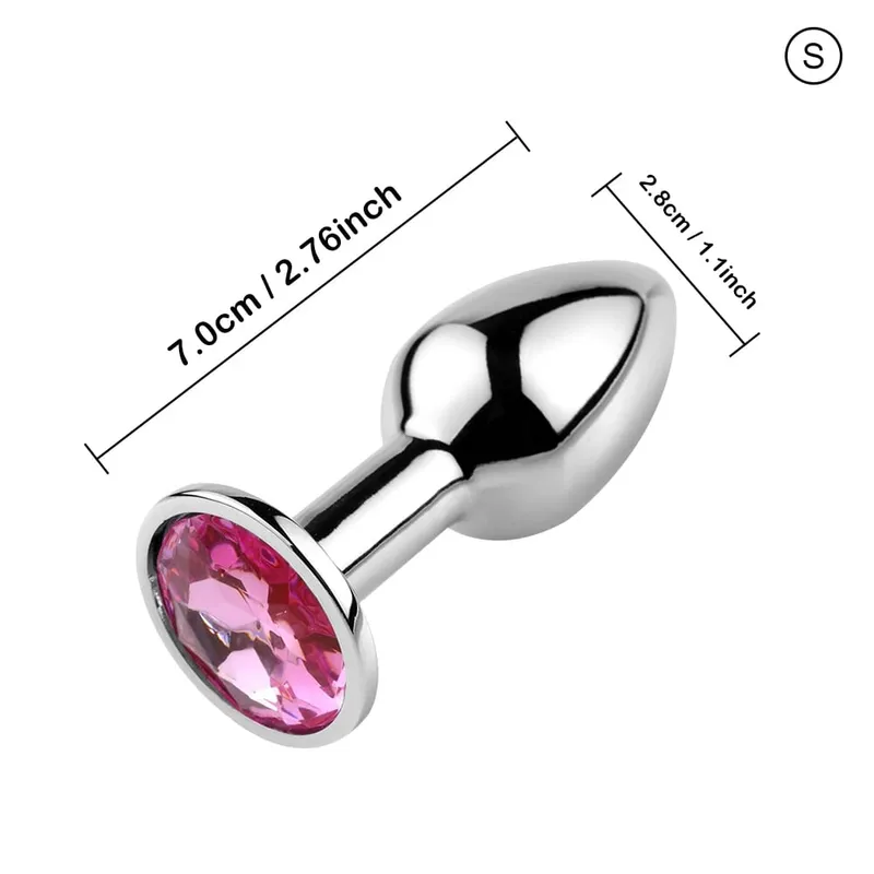 Luxury Metal Anal Plug Set Jewel Butt Trainer Kit Adult Toys for Men Women Couples Beginners Sex Gifts Large Medium Small Pink — image 11
