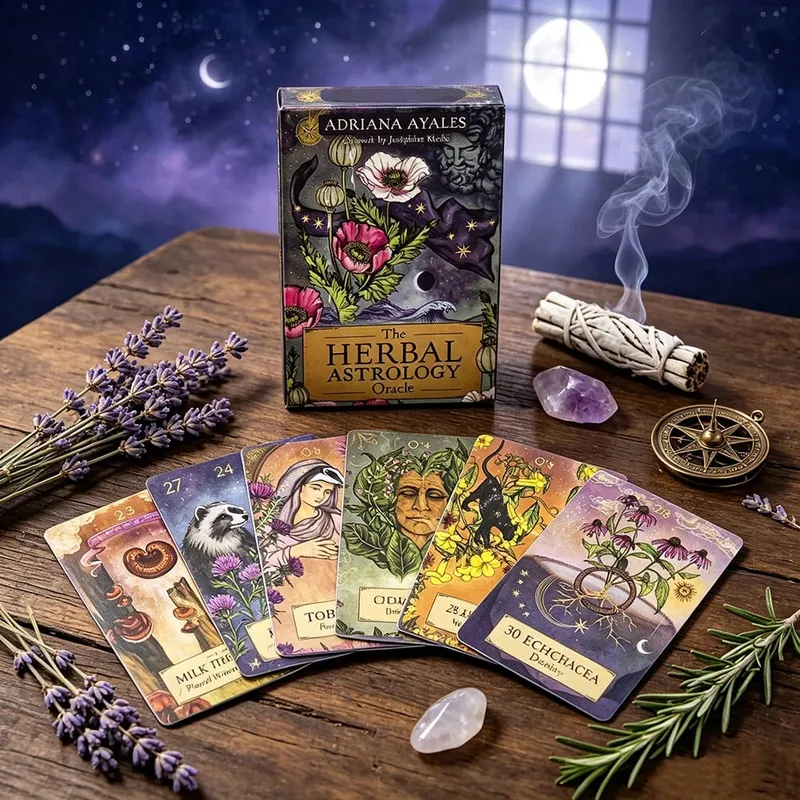 Herbal Astrology Oracle Cards 55 Card Deck English Edition Plant & Planet Correspondences for Spiritual Healing & Meditation — image 3
