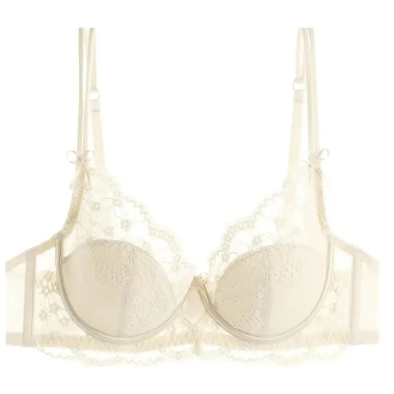 Women Pink Lace Full‑Cup Thin Minimizer Bra Set Push‑Up Anti‑Sag Support Lingerie Intimates For Large Breast Ladies Casual Daily