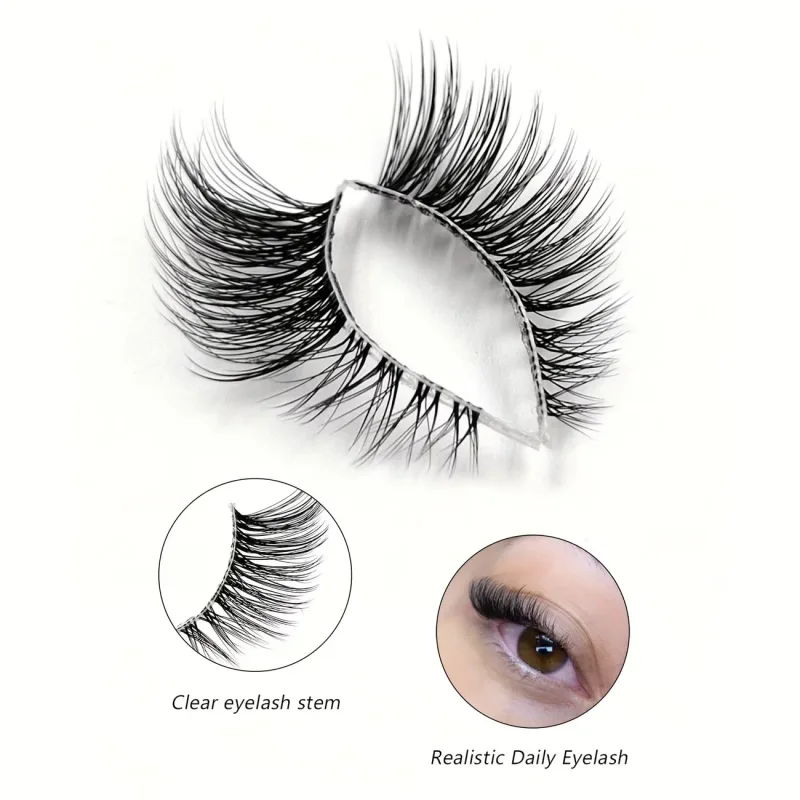 5 Pairs of Strip Half Lashes – Cat-Eye Effect Natural Curl 6-9-12mm Lengths Noticeable Yet Natural Look Enhances Eye Beauty