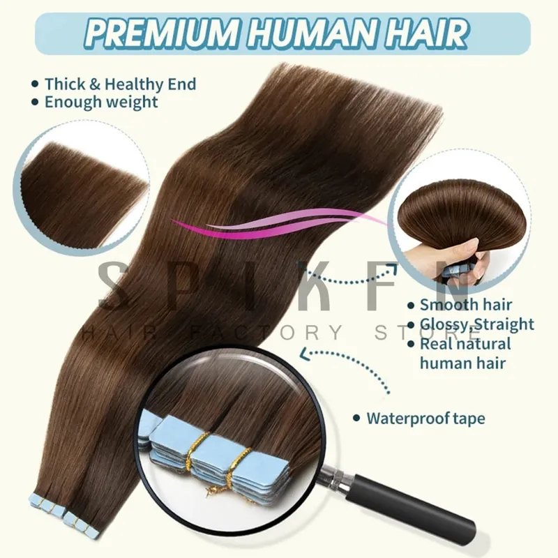 Mini Tape In Human Hair Extensions 12"-20" Machine Remy Skin Weft Adhesive Tape Hair Natural Blonde Tape Ons 10pcs for Women