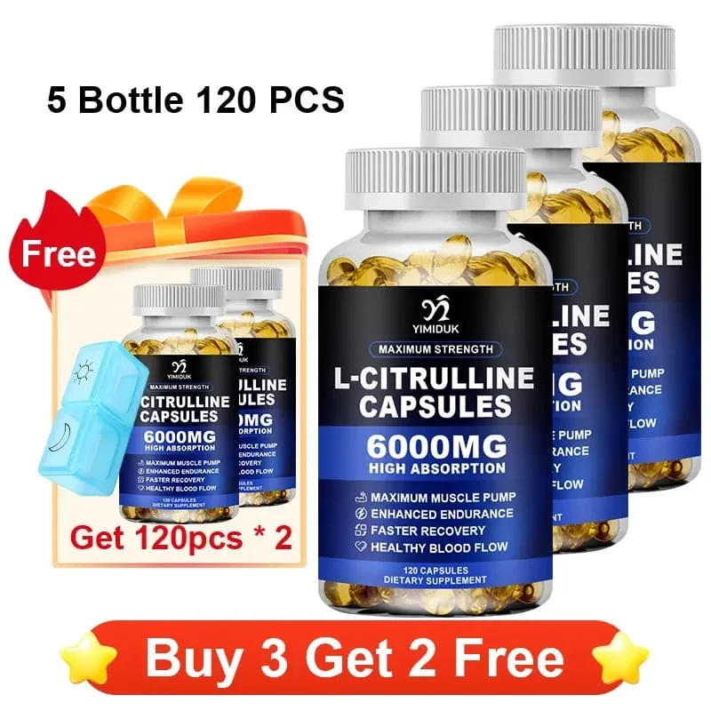 High Strength L-Citrulline Capsules with Gelatin Vitamin E Aid Vasodilation Build Muscle Fullness Quicken Recovery