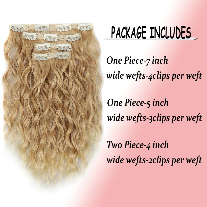 Clip in Hair Extensions 4PCS 14inch Short Curly Wavy Hair Extensions Invisible Lace Weft Soft Synthetic Hairpieces for Women — image 3