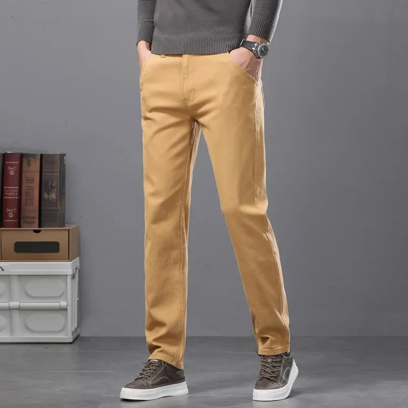 2026 New Cotton Elastic Men's Jeans Spring Fitted Straight Business Casual Trousers Soft Comfortable Fashion Korean Denim Pants — image 2