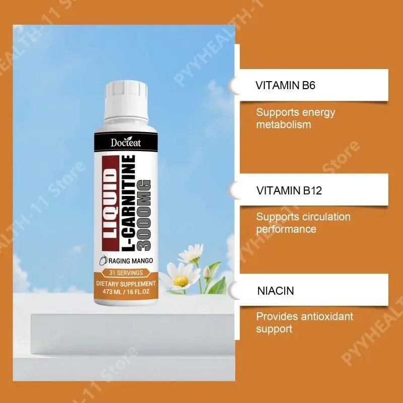 Docteat Energy Supplement with B6 Niacin B12 Thiamine & Carnitine Supports Energy Support Raging Mango Flavor 473 Ml