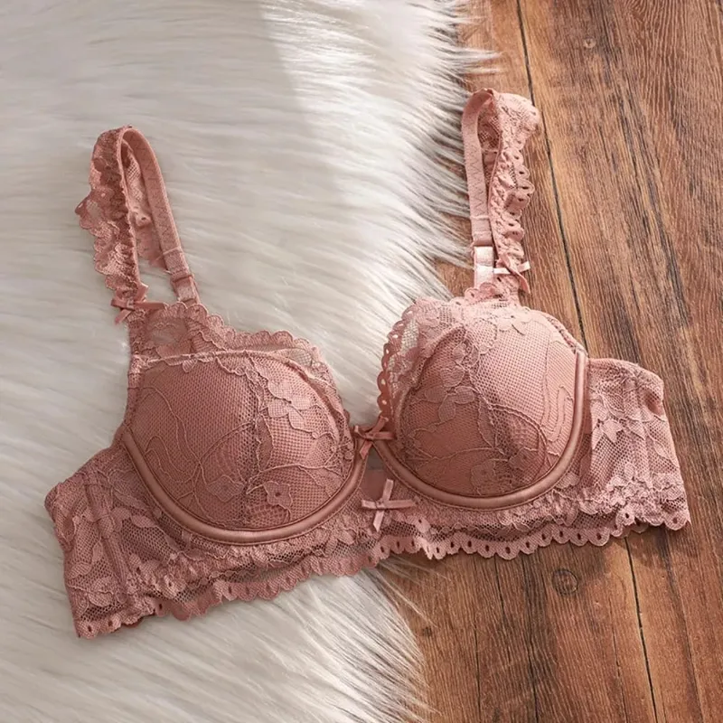 French Lace Lingerie Bra Set Underwire Thin Cup Side Support Anti Sagging Full Bust Friendly Women Underwear 32‑38AB