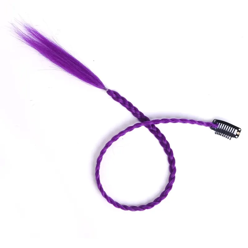 Synthetic 5 Pcs/Lot Clip-in Extension Para sa Babae Ponytail Rainbow Braid Hair Extension 22'' Ombre Hairpiece Box Braid na May Clip — image 11