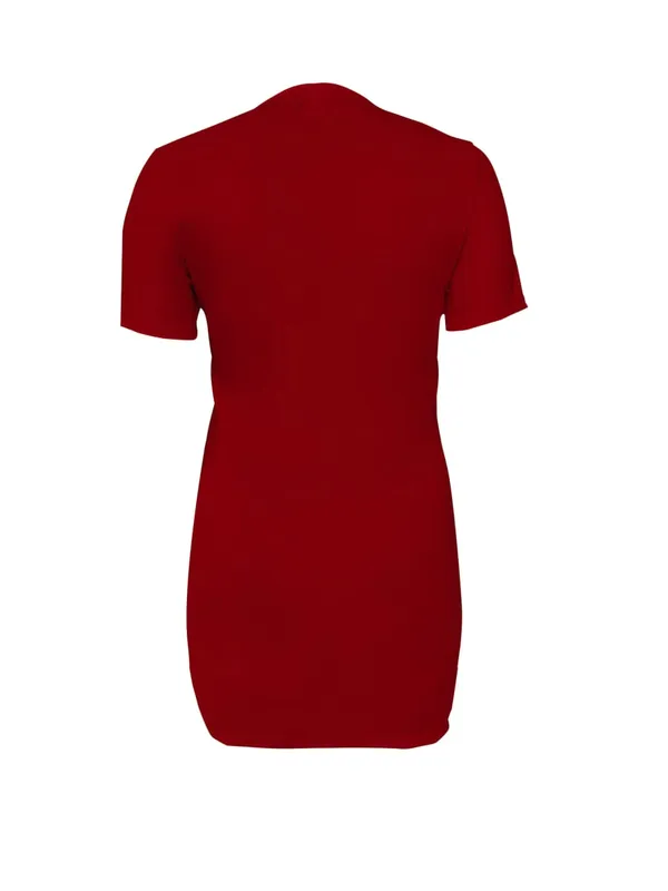 Women's Stylish Casual Plus-Size Design Heart-Shaped and Letter Print T-Shirt Dress - Casual Round Neck Stretch Fabric Machine — image 5