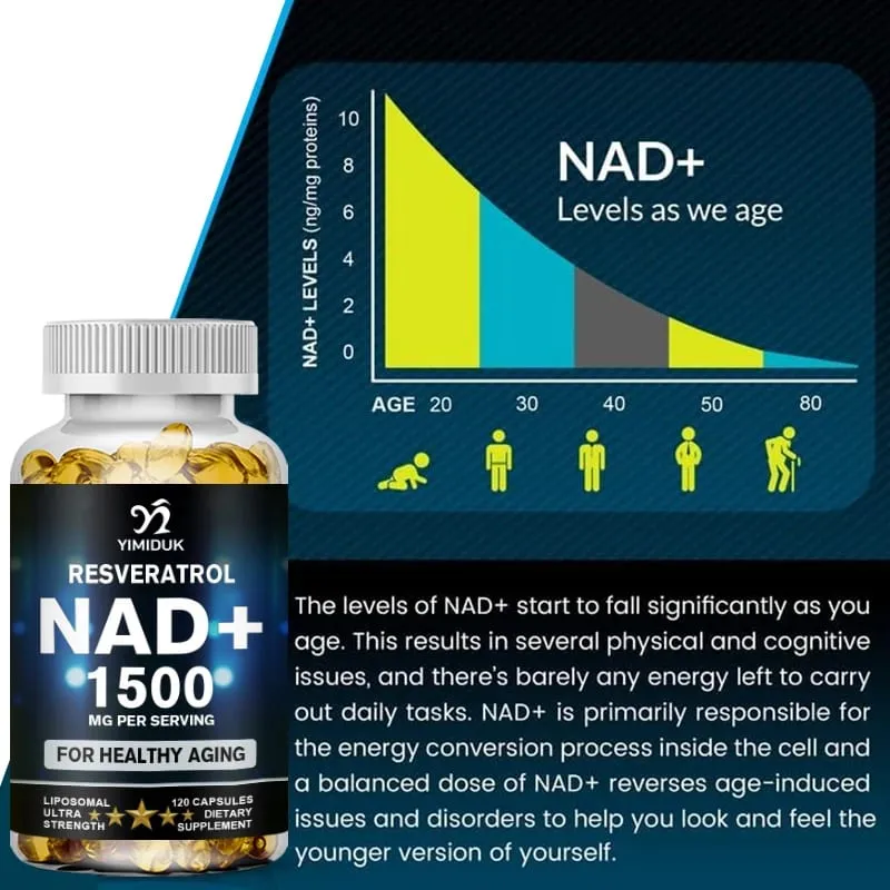 1500 mg NAD-supplement - Liposomaal NAD+ supplement met resveratrol-uithoudingsvermogen en gezond ouder worden - Sterktecapsules — image 3