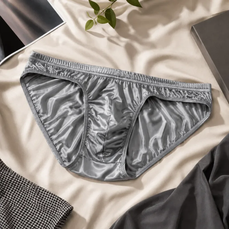 Roupa íntima masculina legal e suave, cintura baixa, bolsa com protuberância, cuecas de seda gelada, lingerie respirável, calcinha de seda de cetim, rotina diária — image 11