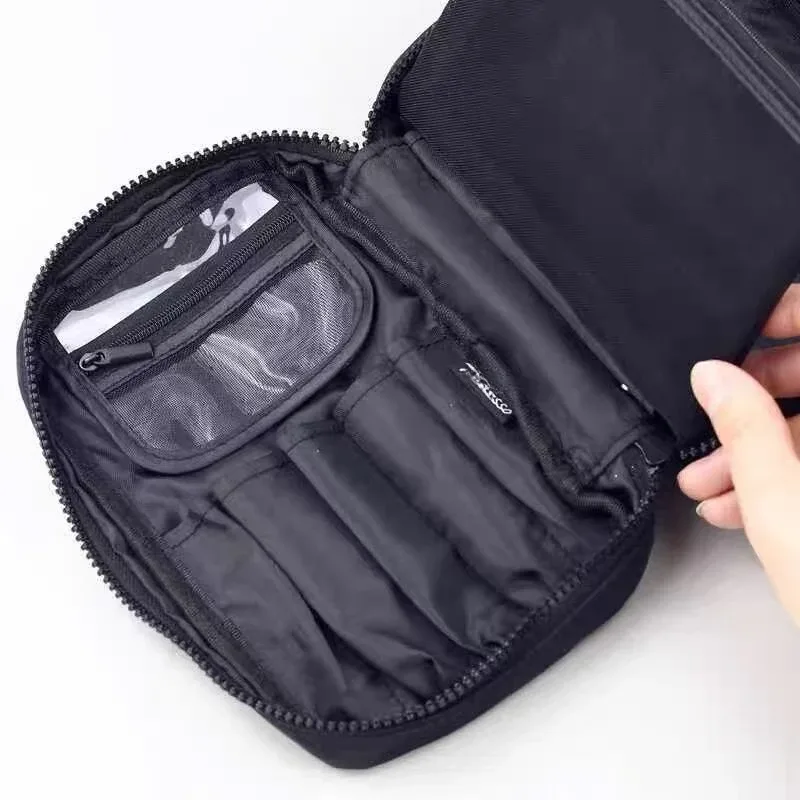 PA CARRIER COMBO POUCH Black & Silver Makeup Brushes and Cosmetics Storage Bag for Travel