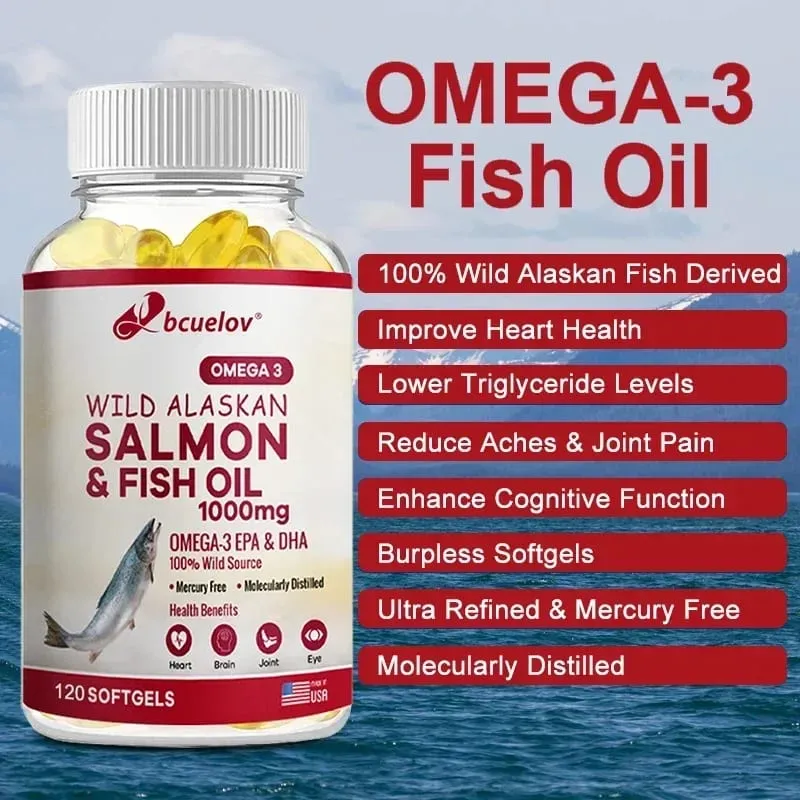 Vild Alaska lakseolie - ren fisk Omega 3 EPA DHA fedtsyrer - Understøtter ledfunktion Hjerne øje immun og hjertesundhed