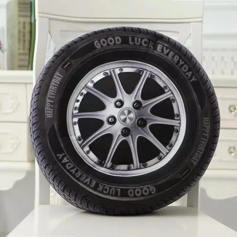 3D Simulation Car Tire Plush Pillow Realistic Printed Wheel Cushion Creative Funny Sofa Throw Pillow Auto Enthusiast Decor Gift — image 2