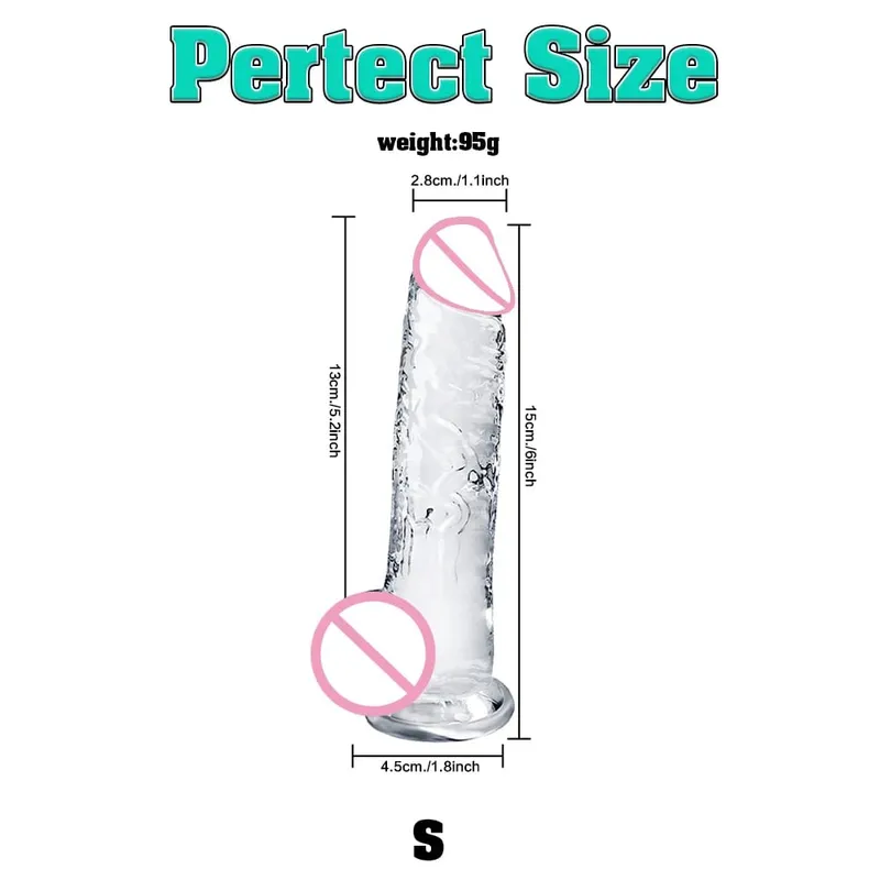 Different Sizes Transparent Soft Jelly Dildo Realistic Fake Dick Penis with Suction Cup G Spot Vagina Massage Sex Toy for Women