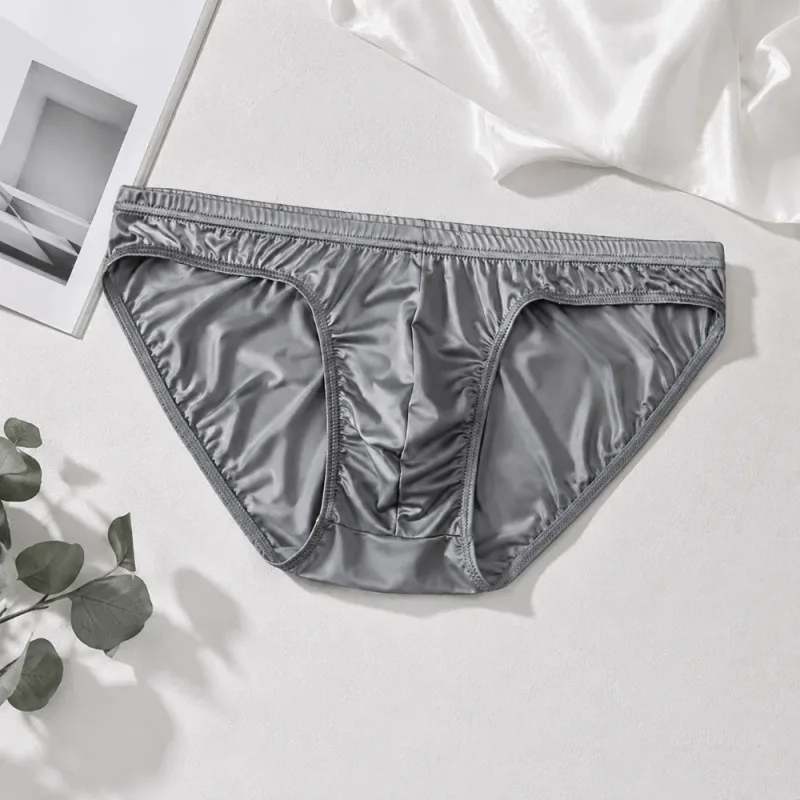 Roupa íntima masculina legal e suave, cintura baixa, bolsa com protuberância, cuecas de seda gelada, lingerie respirável, calcinha de seda de cetim, rotina diária — image 13