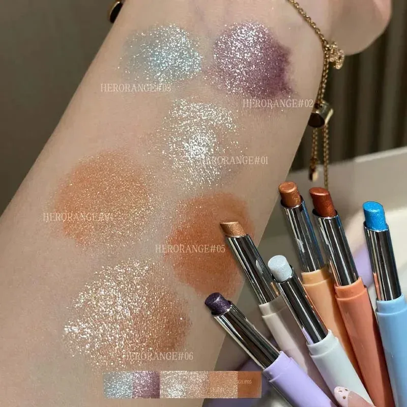 Punk Purple Metallic Eyeshadow Stick Waterproof Lasting Pearlescent Glitter Eye Shadow Highlight Eyeshadow Fine Shiny Eye Makeup