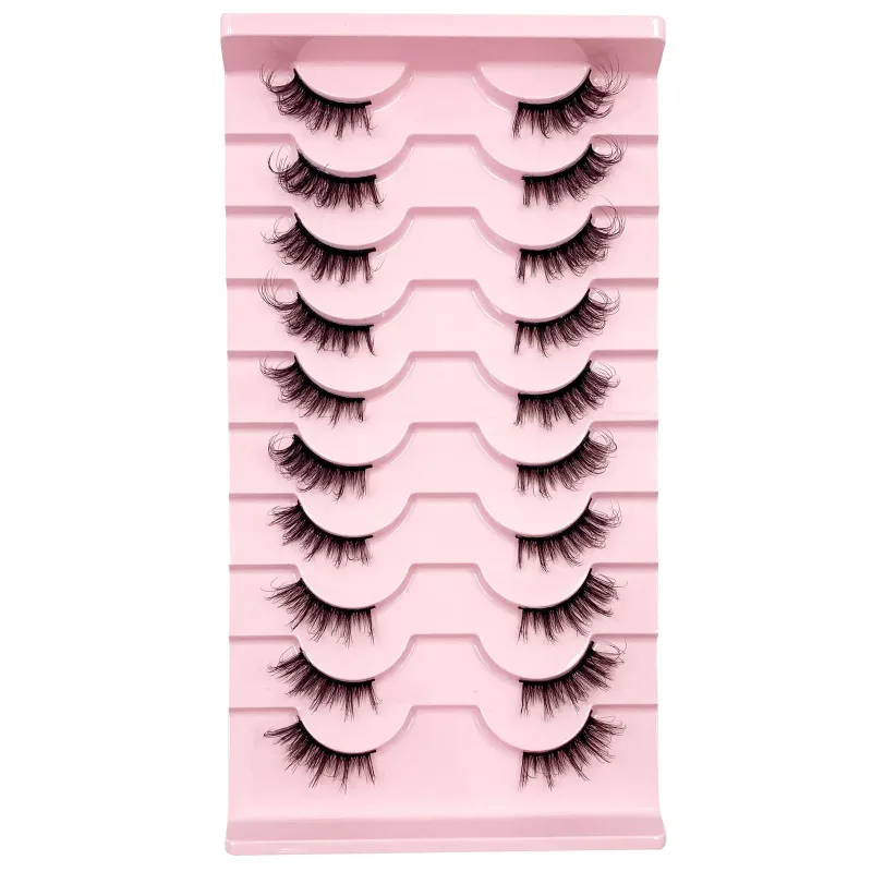 3D Cat Eye Lashes Half Eyelashes 10Pairs Half Lashes Natural Clear Stem False Eyelash Extension Makeup Faux Cils maquiag