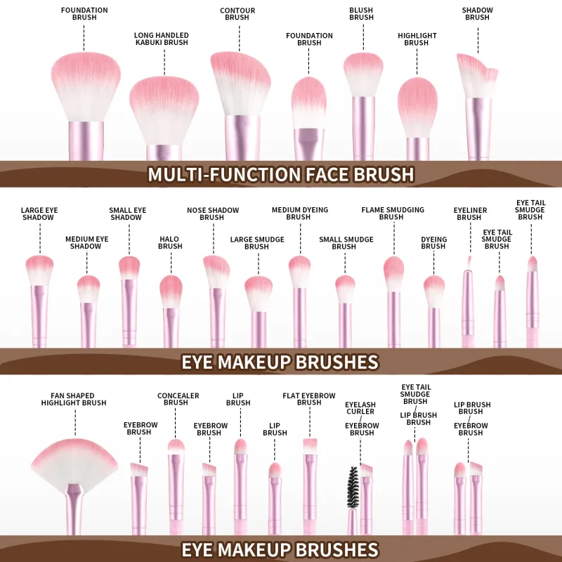 30Pcs Professional Makeup Brushes Set Soft Synthetic Brushes For Foundation Blush Contour Eyeshadow Full Face Cosmetic Tools