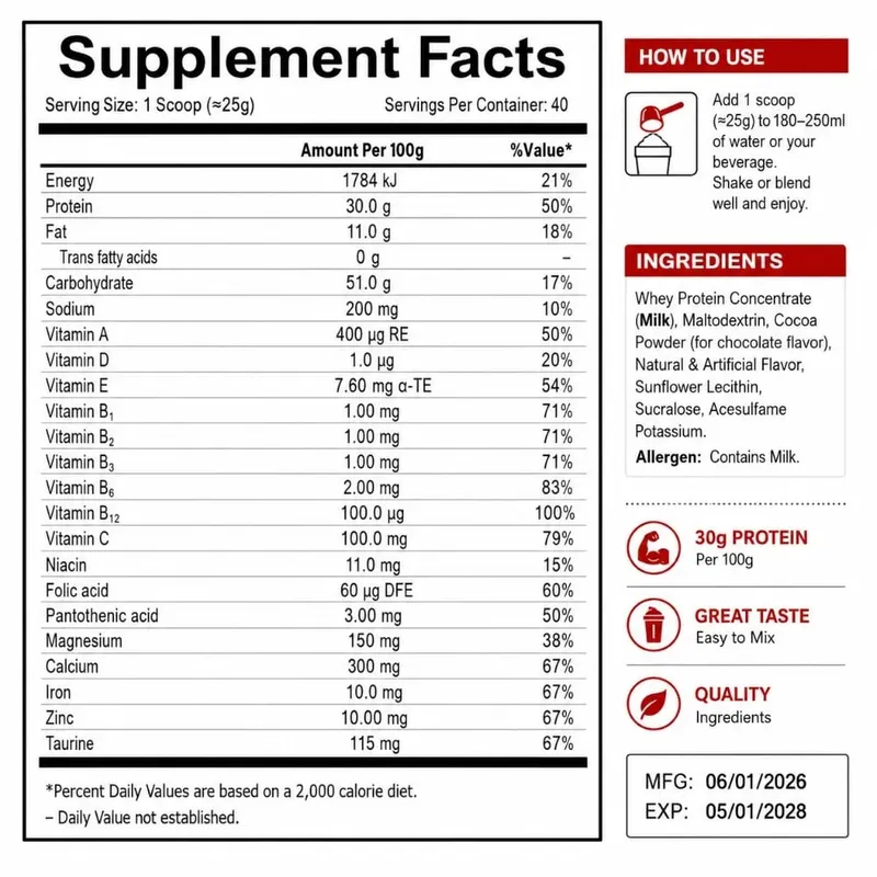 NurtureNova Whey Protein Powder 40 Porções Mistura de Bebida Proteica para Adultos Chocolate Matcha Sabor Morango Nutrição Diária — image 6