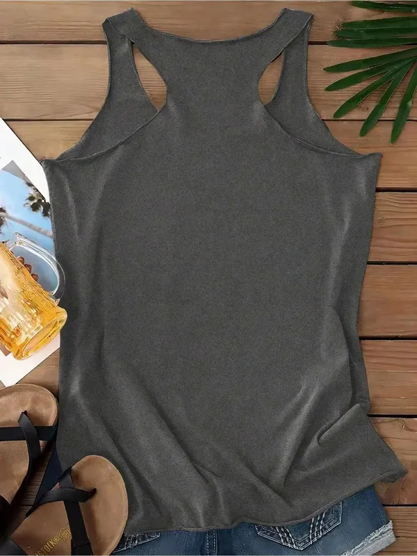 Ladies' Vintage Wing Motorcycle Letter Print I-Back Vest Casual Sleeveless Top — image 2