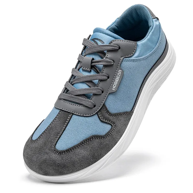 Homens Mulheres Sapatos De Biqueira Larga | Sapatilhas minimalistas de lona de couro artificial, leve, casual, com cadarço, sapato de caminhada — image 2