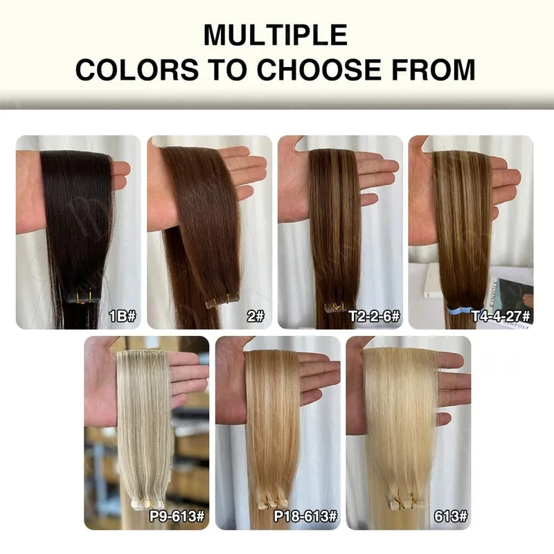 Invisible Tape In Hair Extensions Real Human Hair Seamless PU Skin Weft Human Hair Tape Ins 2.5g/pc 50g/set 22 24 Inches — image 6