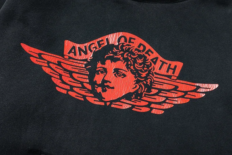 24FW SAINT Vintage Angel Printed Distressed Women Men Hooded Sweatshirt Hoodies Oversized Men Casual Cotton Pullover Hoodie