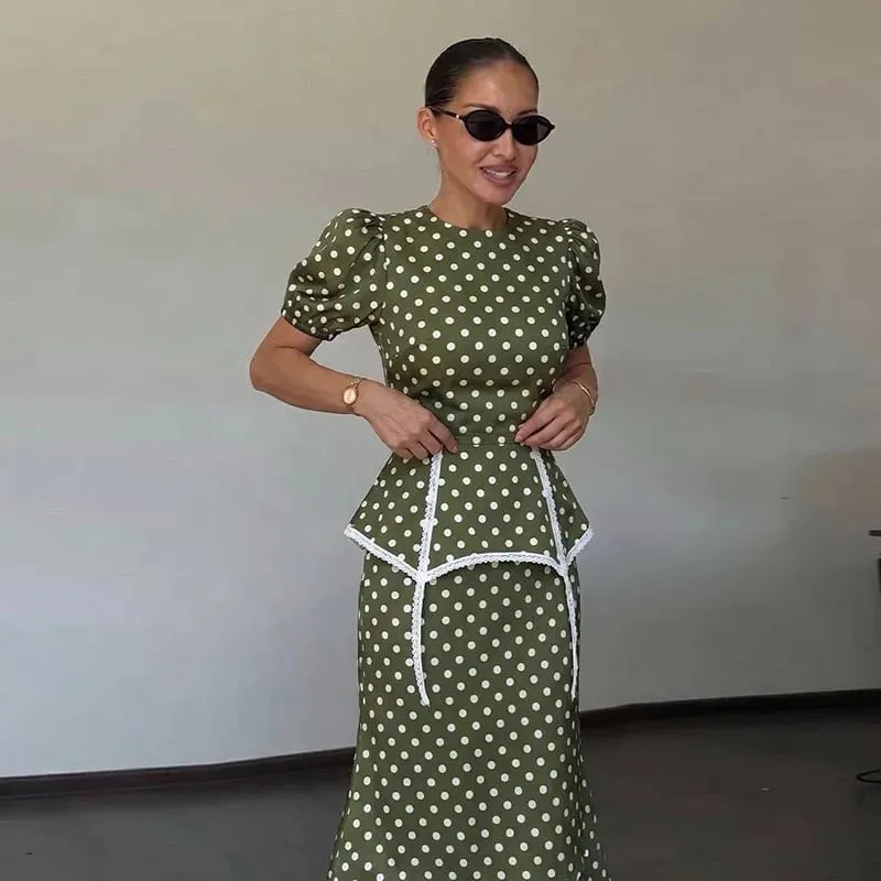 Women Dress Floral Print Satin Choker Neck Puff Sleeve Peplum Waist Maxi Dresses Elegant Vintage Beach Party Bodycon For Ladies — image 9