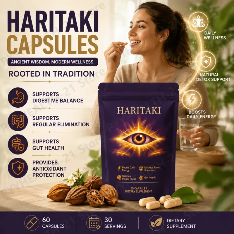 Haritaki 3rd Eye Supplement 500mg Supports Digestive Balance Gut Health Regular Elimination Daily Antioxidant Protection 60 Ct — image 1