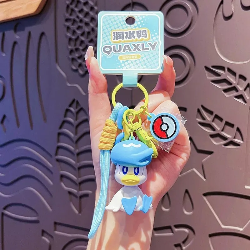 Genuine Pokemon Keychain Pikachu Gengar Sylveon Sprigatito Quaxly Fuecoco Anime Action Figure Toy Keyring Fragrance Pendant — image 9