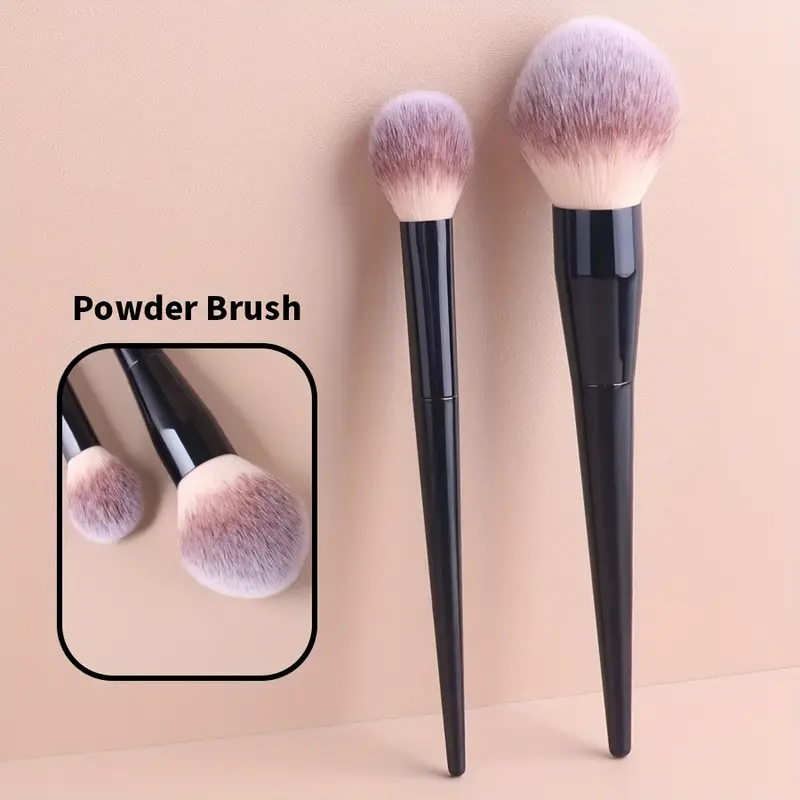 2pcs Professional Makeup Brushes with Large Soft Nylon Bristles & Elliptical/Contour Tips - Compatible for Foundation Blush Po — image 1