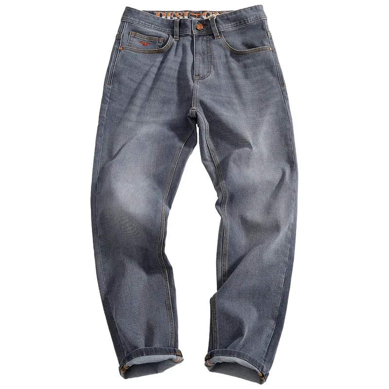 2026 Autumn New American Retro Wear-resistant Stretch Multiple Pockets Jeans Men's Fashion Washed Straight Conical Trousers — image 9