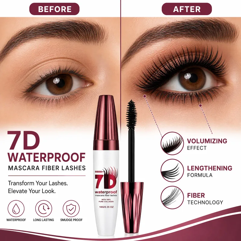 3 Color 7D Waterproof Mascara Long-Lasting & Buildable Volume Length Exquisitely Full Lashes Smudge-Proof Thickening Eye Makeup — image 2
