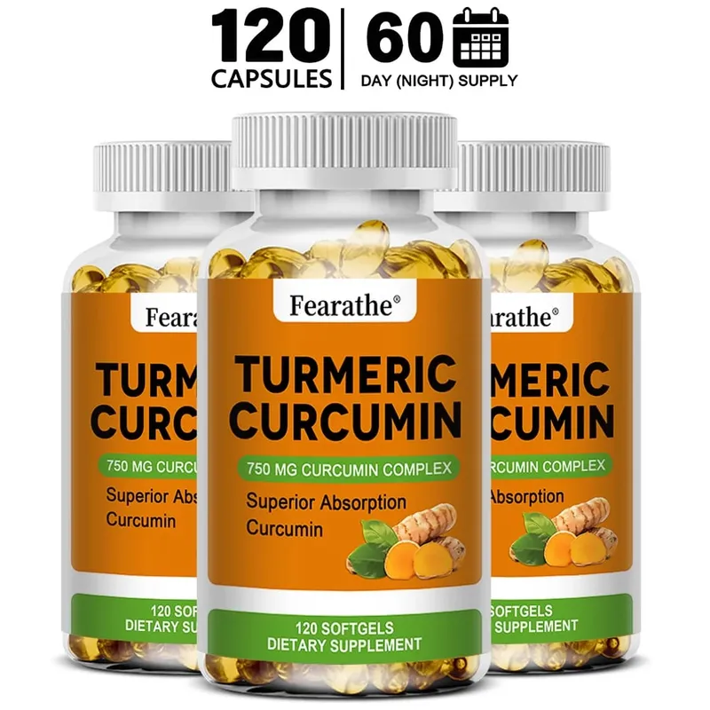 Organic Turmeric Curcumin Capsules Natural Antioxidant Herbal Supplement for Joint Bone Brain Cardiovascular & Body Wellness — image 11