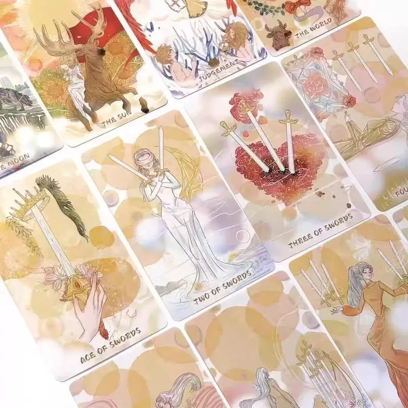 Serenity Tarot Deck 80 Cards Romantic Watercolor Anime Tarot Cards English Version Pastel Floral Fairy Divination Cards — image 6