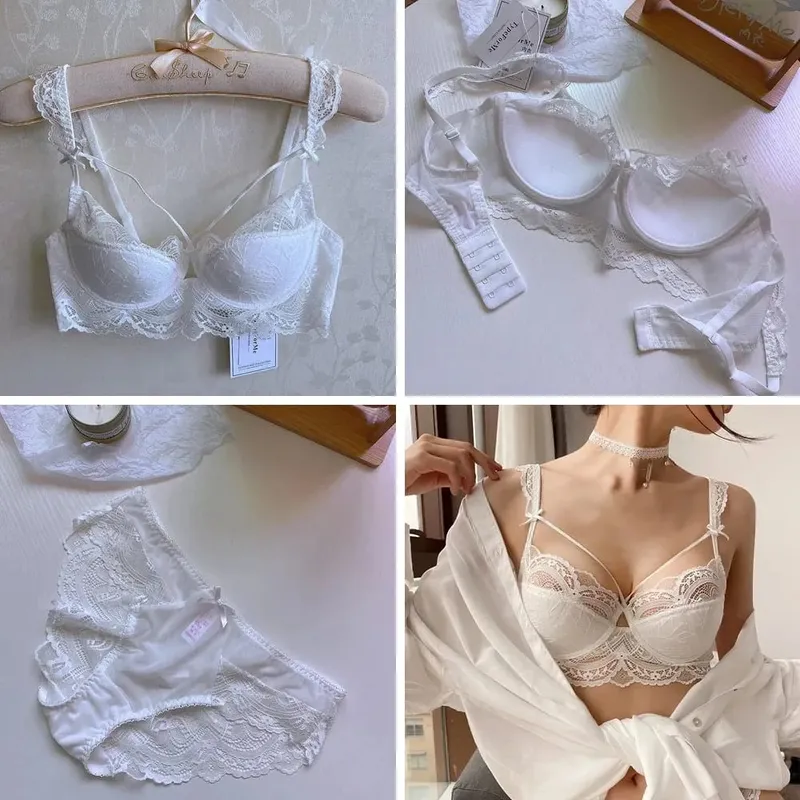 Ultra-Thin Push Up Lace Bra & Panty Set Sexy Big Bust Anti-Sagging Lingerie Underwear — image 1