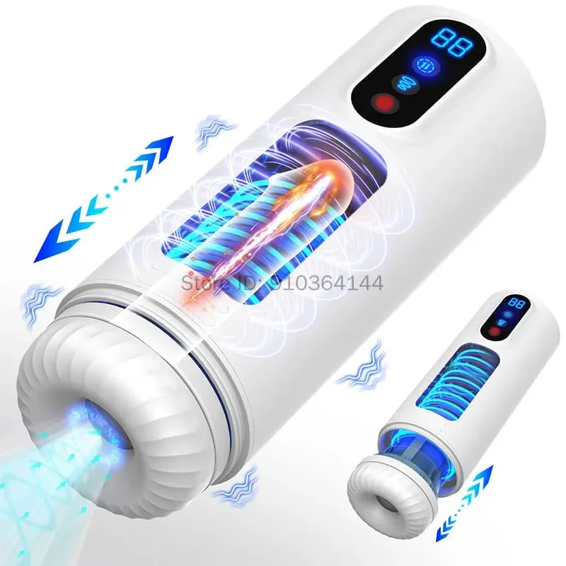 Automatic Telescopic Sucking Heating Male Masturbator Realistic Penis Pump Pocket Pussy 9 Vibrating Sex Machine Sex Toys for Men