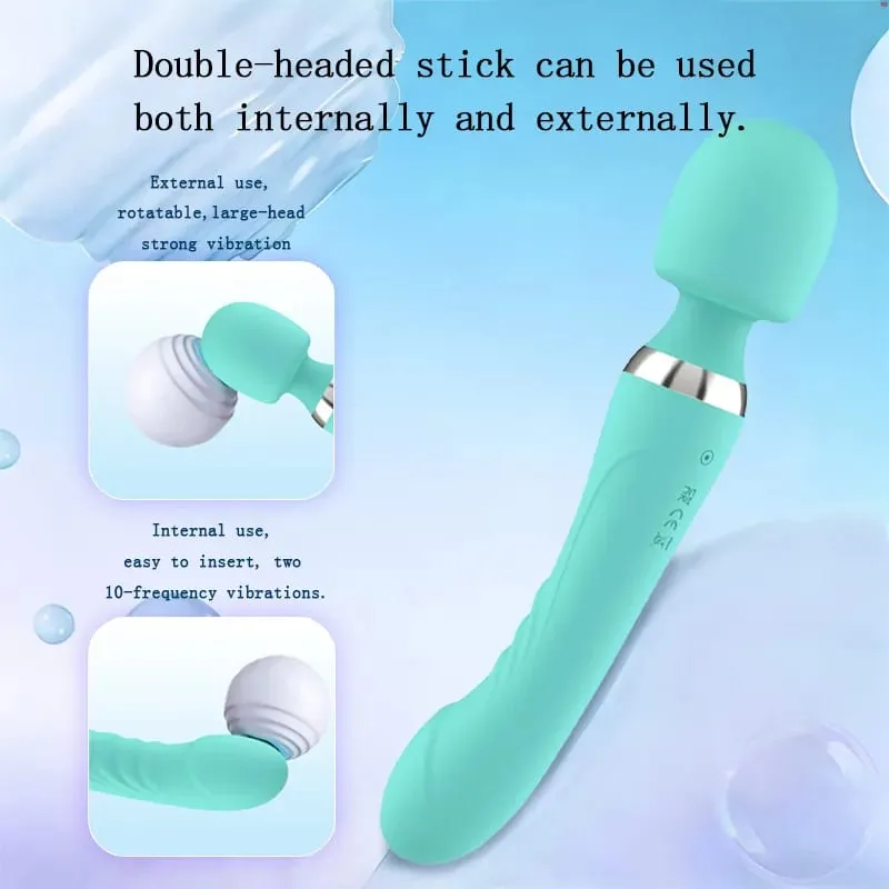 2 IN 1 Magic Wand Vibrator for Women G Spot Clitoral Stimulator 10 Vibration Modes AV Stick Dildo Female Vagina Massager Sex Toy